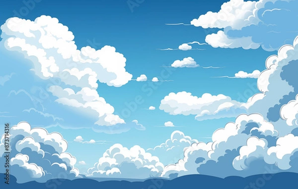 Obraz anime clouds, cartoon clear sky