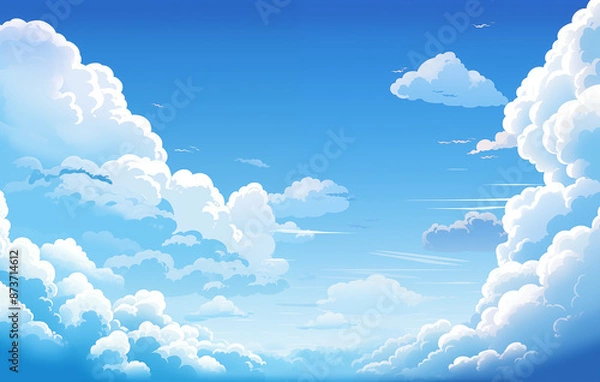 Obraz anime clouds, cartoon clear sky
