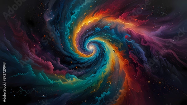 Fototapeta Galactic Swirl with swirling patterns reminiscent of cosmic phenomena like galaxies and nebulae