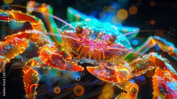 Obraz Cyberpunk Crab Fried Rice: Holographic Twist with Glowing Details