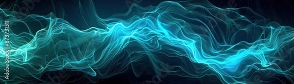 Obraz A blue and green image of a fire with a lot of smoke