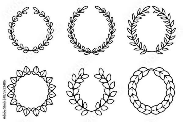 Fototapeta Wreath Line Art Drawing Styles