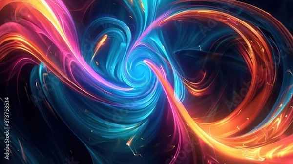 Fototapeta colorful swirling spinning speed of light trails abstract for background, future of colors moving extreme visual effect colorful vibrant.