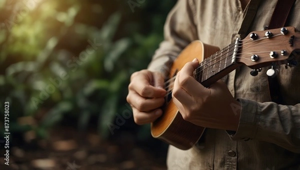 Fototapeta A haiku inspired by the gentle strumming of a ukulele ai_generated