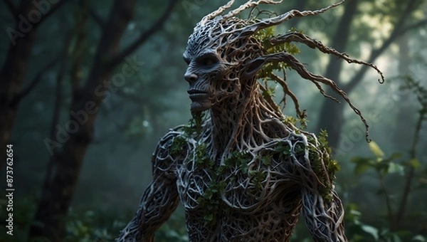 Fototapeta  A fantasy creature inspired by the twisting patterns of ancient vines ai_generated