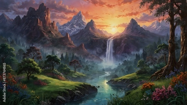 Fototapeta A poem inspired by the lost city of Xanadu, hidden in the mountains ai_generated