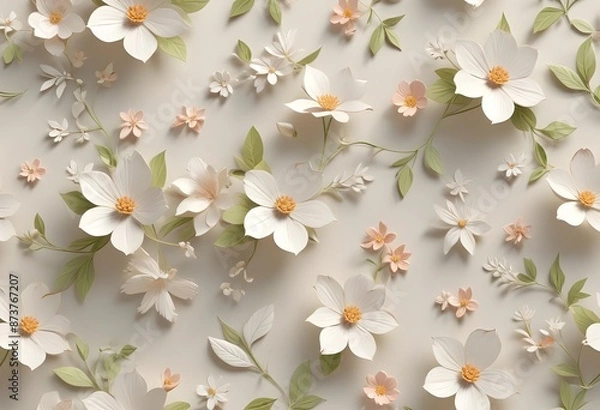 Fototapeta Minimalistic Flower Pattern 3d