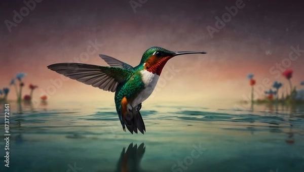 Fototapeta A jazz piece inspired by the unpredictable zigzagging flight of a hummingbird ai_generated