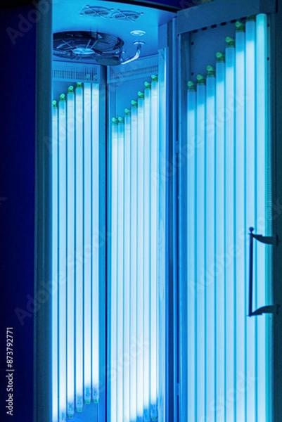 Obraz solarium with blue light closeup