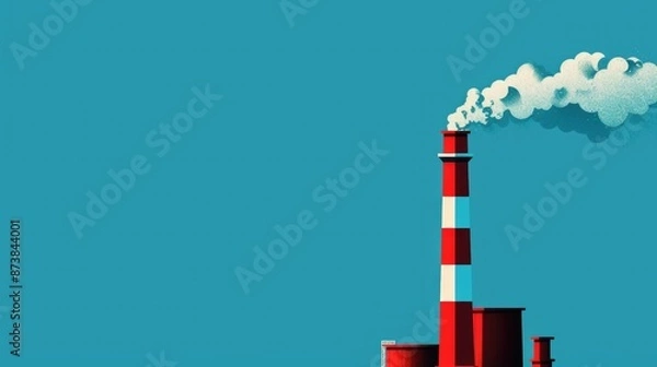 Obraz Industrial chimney on a blue background with space for text