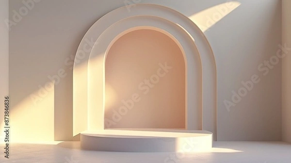 Obraz white podium with nice background and plant