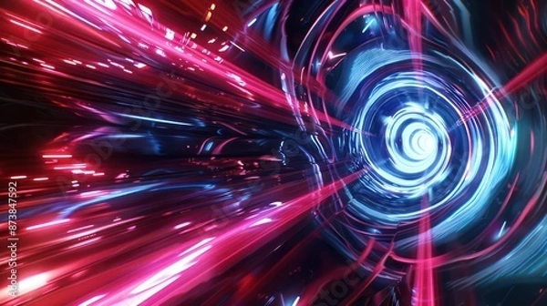Fototapeta colorful swirling spinning speed of light trails abstract for background, future of colors moving extreme visual effect colorful vibrant.