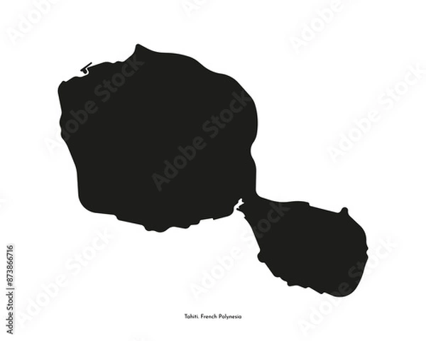 Fototapeta Vector isolated simplified illustration icon with black silhouette of Tahiti islands map. Part of French Polynesia. White background