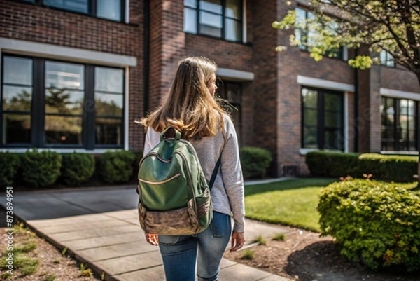 Fototapeta female student going for class in high school
