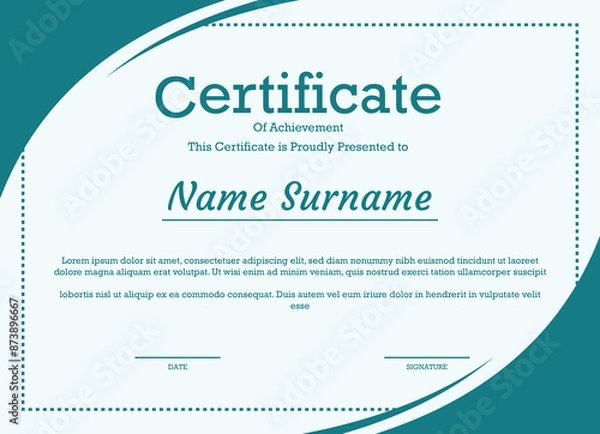 Obraz A4 size print-ready certificate layout design
