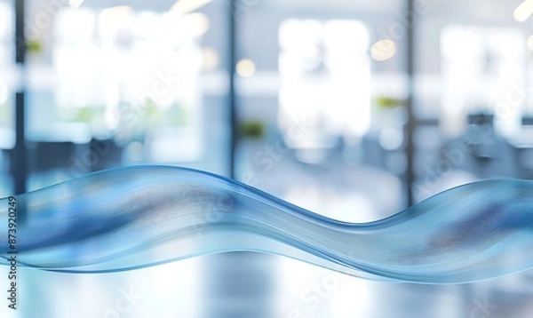 Fototapeta Abstract Blue Wave in Modern Office Setting