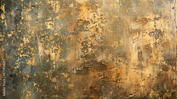 Fototapeta Rusty metal wall with numerous scratches and dents, suitable for art textures, presentation designs, web backgrounds, or industrial-themed projects.