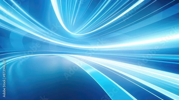 Fototapeta motion light blue abstract futuristic underground tunnel., generative ai