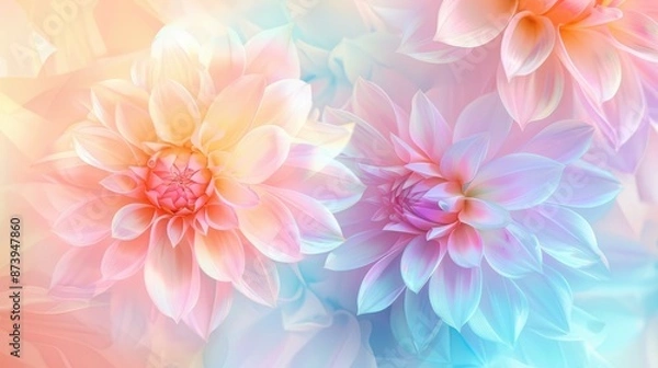 Fototapeta Abstract background with blurred dahlia petals soft pastel flower design