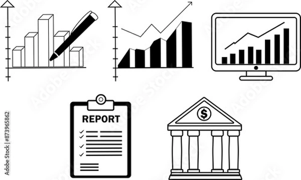 Fototapeta Vector graphic resources for business and finance themes. The design is modern, clean, and suitable for business presentations, reports, and marketing materials