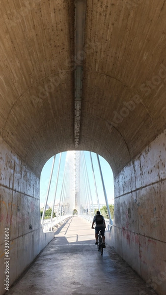 Fototapeta Pedestrian access tunnel. Ride for people through a tunnel.