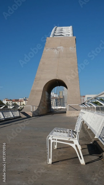 Fototapeta Pedestrian access gallery on bridge.