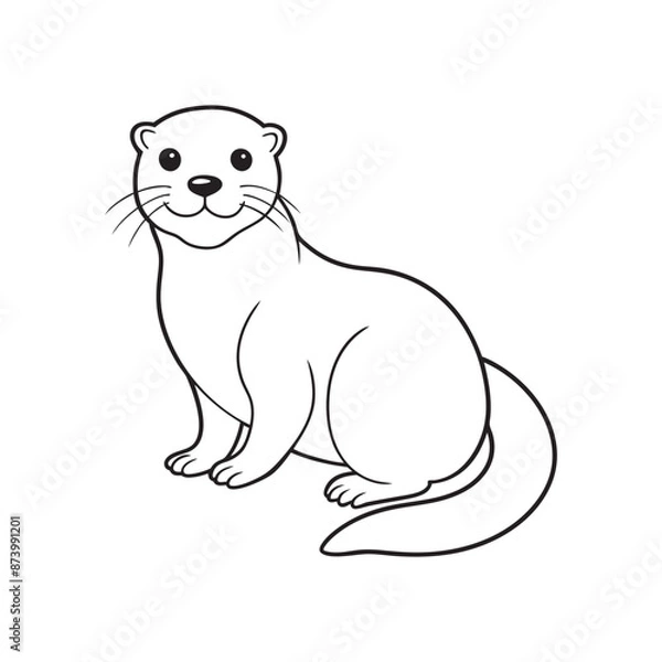 Fototapeta Cute Otter Line Art Vector Illustration.