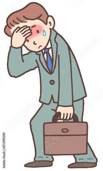 Fototapeta 病気・疾患のイラスト - 体調不良・発熱・倦怠感・疲労感