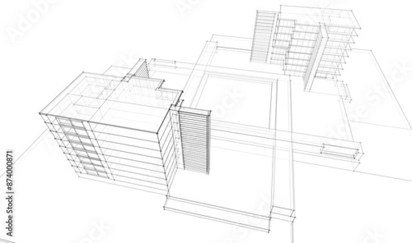 Fototapeta architectural drawing 3d