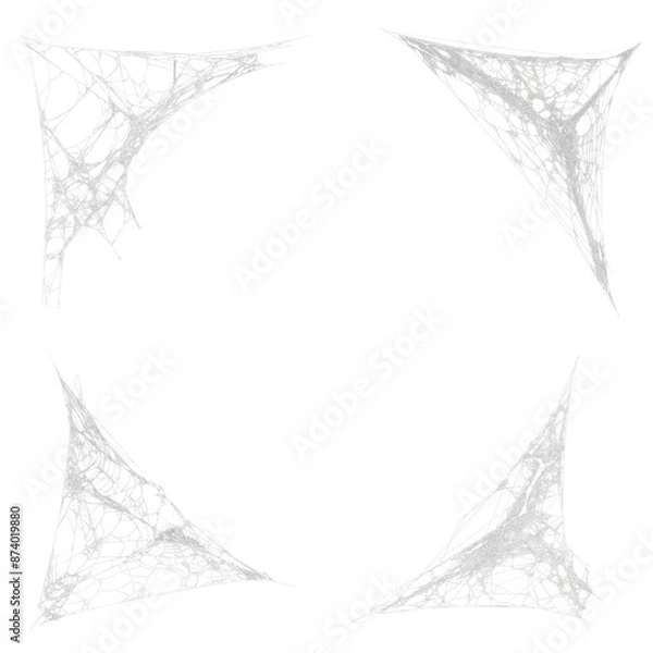 Obraz Four spider web corners, isolated on transparent background