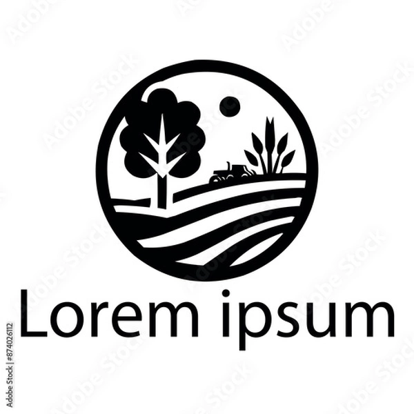 Fototapeta A black agriculture logo on white simple background