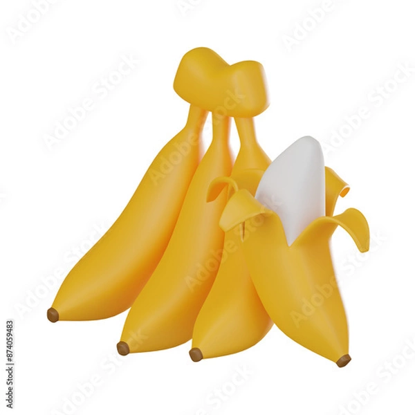 Fototapeta Fresh Tropical Banana for Healthy Food Designs. 3D Render