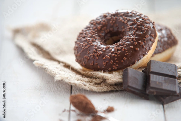 Obraz Sweet donut with chocolate