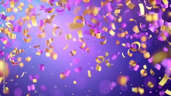 Fototapeta Vibrant Celebration Background with Colorful Confetti and Streamers. Perfect for Event Decorations and Festive Occasions