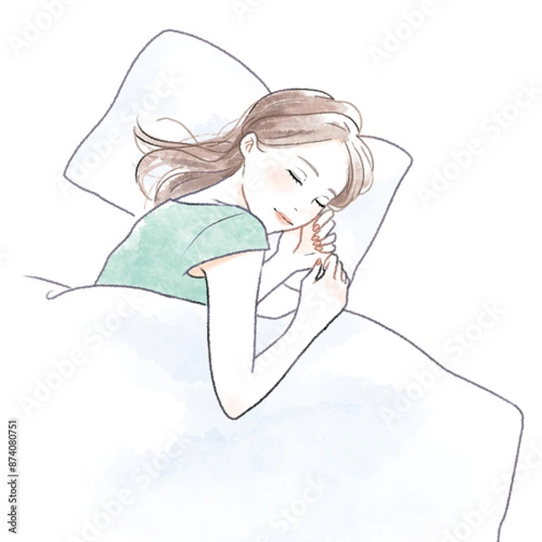 Obraz 睡眠をとる女性のイラスト
