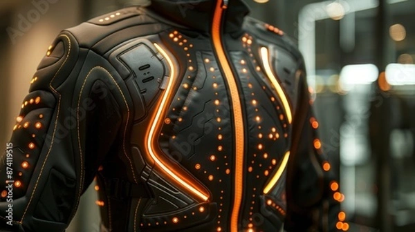 Fototapeta Sportswear with integrated sensors, wearable tech, performance-enhancing apparel