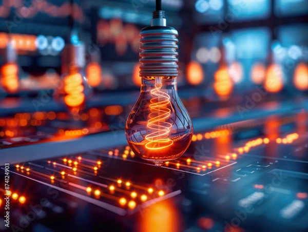 Fototapeta Illuminated Lamp Shining on Data, Revealing Insights and Illuminating the Path to Knowledge Discover the Power of Data-Driven Decisions and Uncover Hidden Patterns with Our Innovative Solutions
