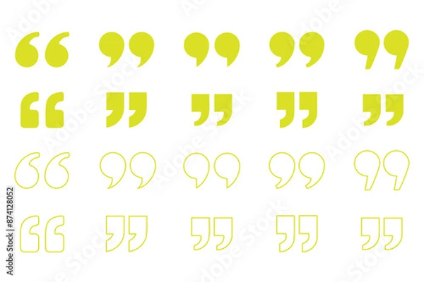 Obraz Quotes, quotation marks colorful isolated vector icon set.	
