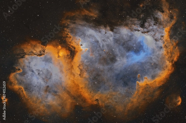Fototapeta Deep space astrophotography using a telescope capturing the soul nebula IC 1848