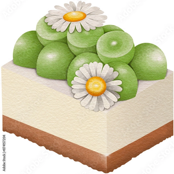 Fototapeta Green Grapes Pudding Cake