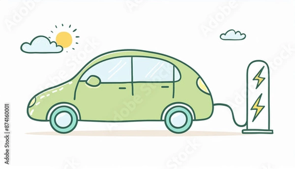 Fototapeta 電気自動車　エコロジーイメージ　エコカー