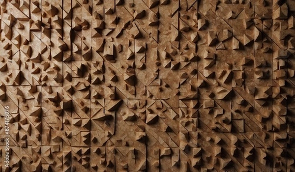 Fototapeta Intricate wooden texture with geometric patterns.