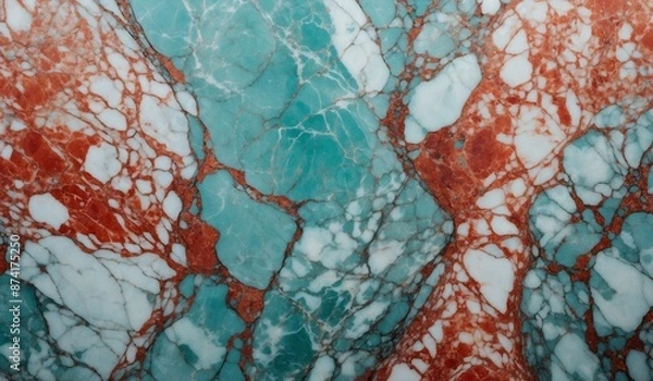 Fototapeta Red and green marble texture with intricate patterns.