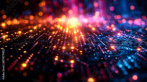 Fototapeta background digital of technology futuristic of AI