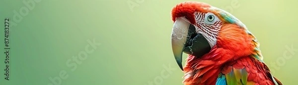 Obraz Close-up of a colorful macaw parrot with blurred green background