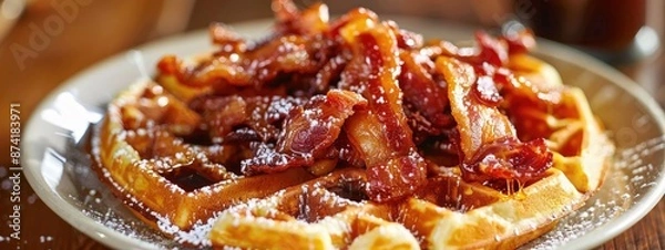 Fototapeta Bacon and Waffle Breakfast Bliss