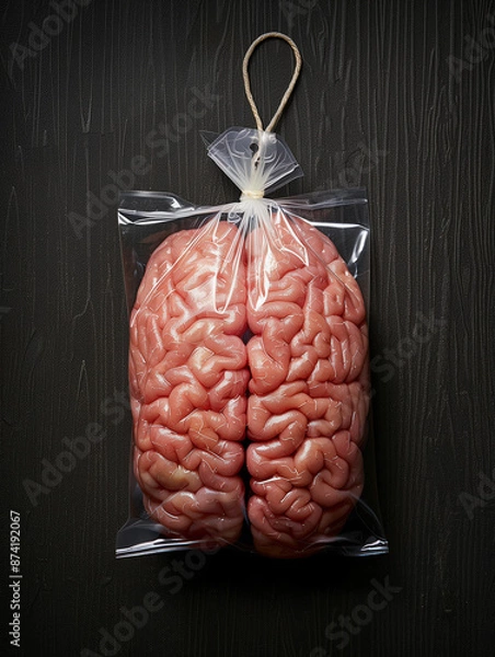 Fototapeta Black background, plastic bag, brain, texture