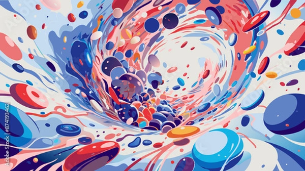Fototapeta Abstract Colorful Swirl of Spheres - Vibrant Artistic Wallpaper