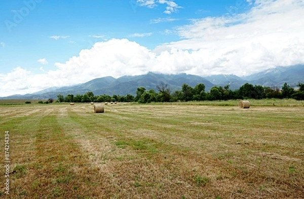 Fototapeta View of the valley with mountains in the background