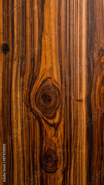 Fototapeta Top view of a Siamese rosewood wooden pattern, featuring rich, natural grain and a prominent knot, ideal for interior work such as tabletops and decorative surfaces and furniture.
